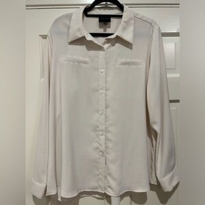 Tan/cream and white stripped button down blouse